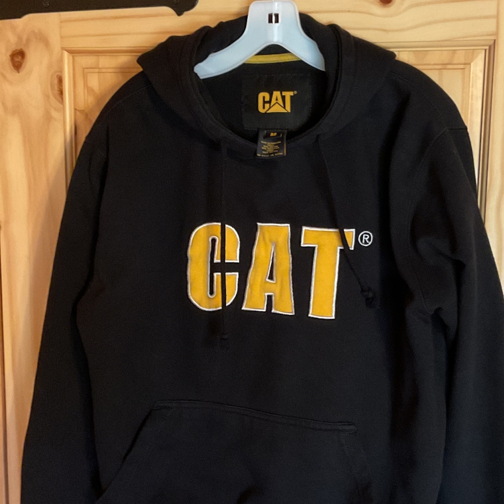 Caterpillar Heavyweight Black Hoodie with Yellow Logo